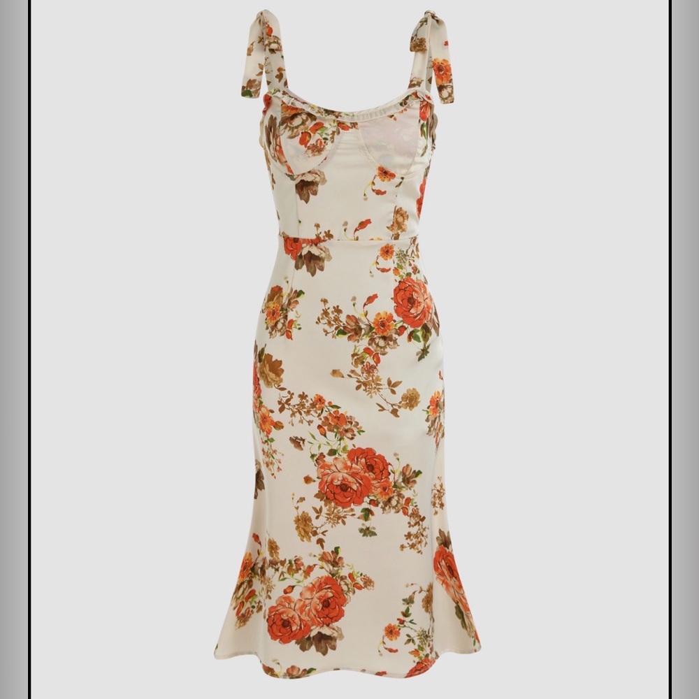 Cider floral bow knot mermaid corset midi dress size XL